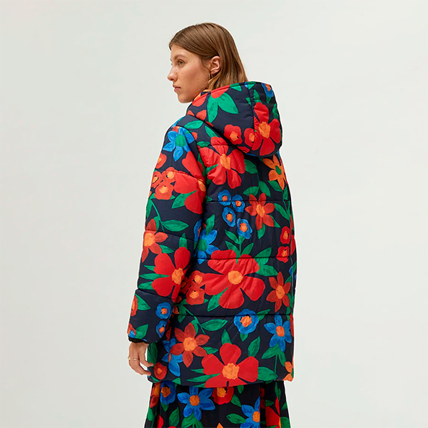 Abrigo Acolchado Floral Multicolor