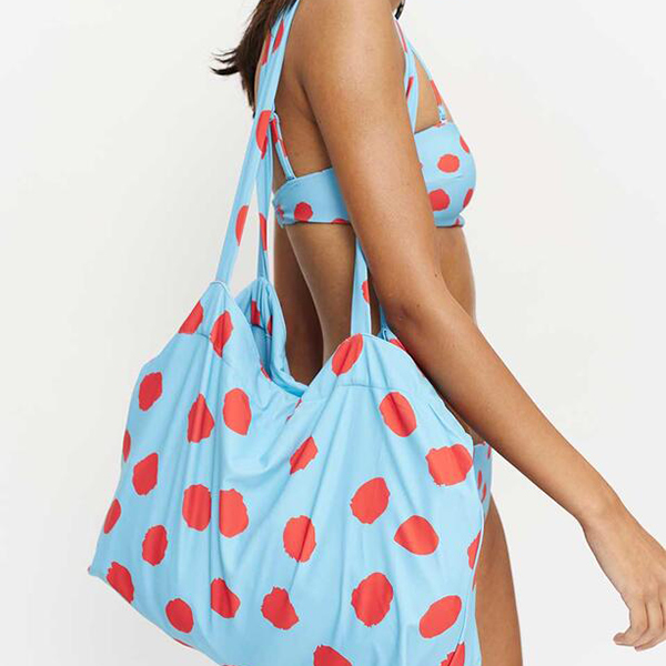 Bolso Playa Azul Lunares Rojos
