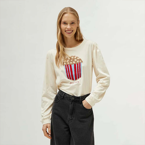 Camiseta Print Palomitas Blanco