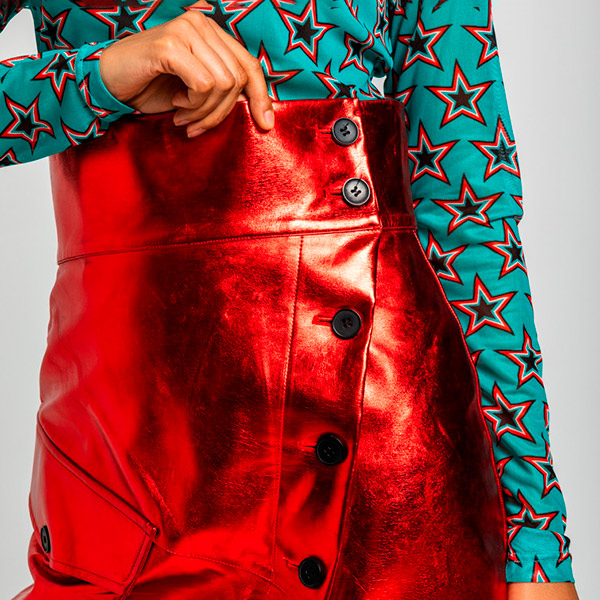 Falda-Midi-Roja-Metalizada