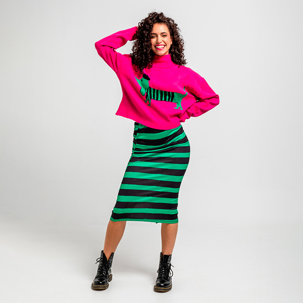 Falda-Midi-Perro-Verde