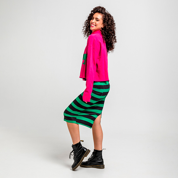 Falda-Midi-Perro-Verde