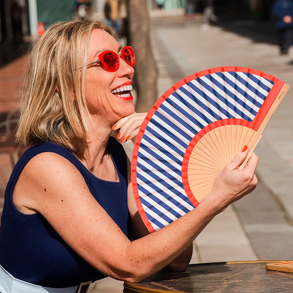 Abanico Rayas Rojo y Azul