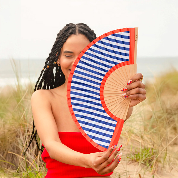 Abanico Rayas Rojo y Azul
