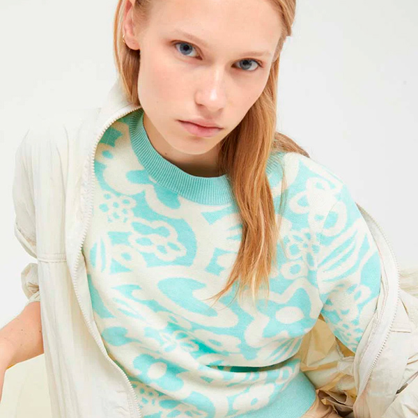 Jersey Flowers Light Blue