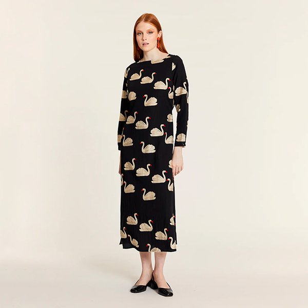 Maxivestido Bordado Cisnes