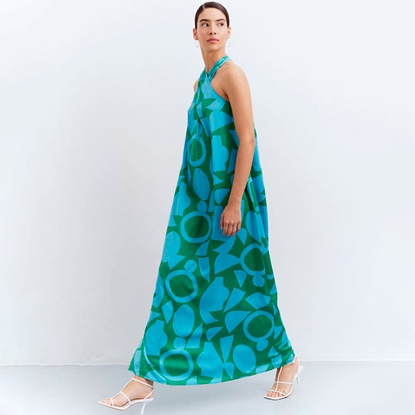 Vestido Largo Geo Verde