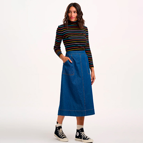 Joanna Midi Skirt Deep Blue Denim