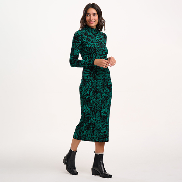 Taliah Midi Dress Doodle Checkerboard