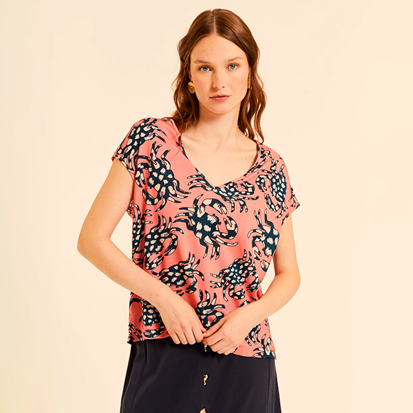 Camiseta Oversize Pink Crabs Rosa