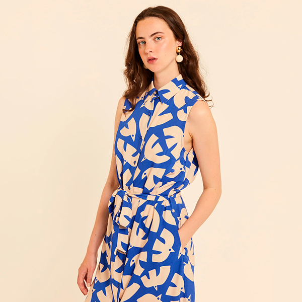 Vestido Abotonado Blue Birds
