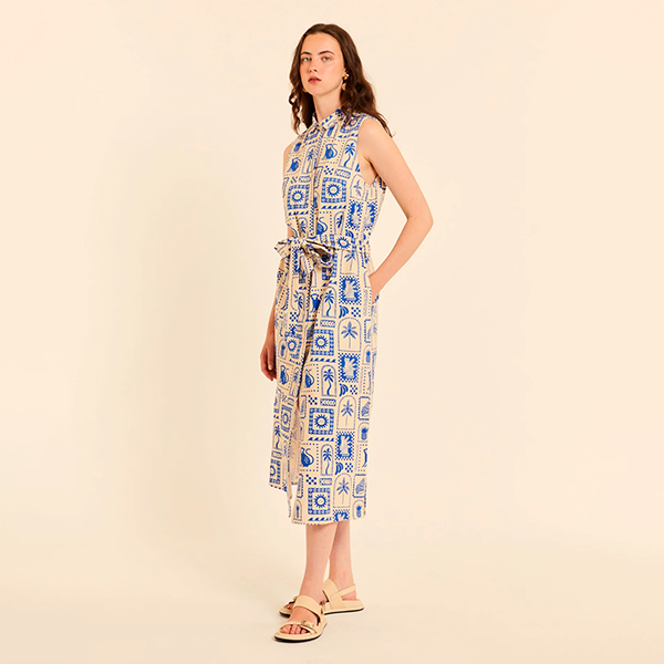 Vestido Abotonado Morocco Azul