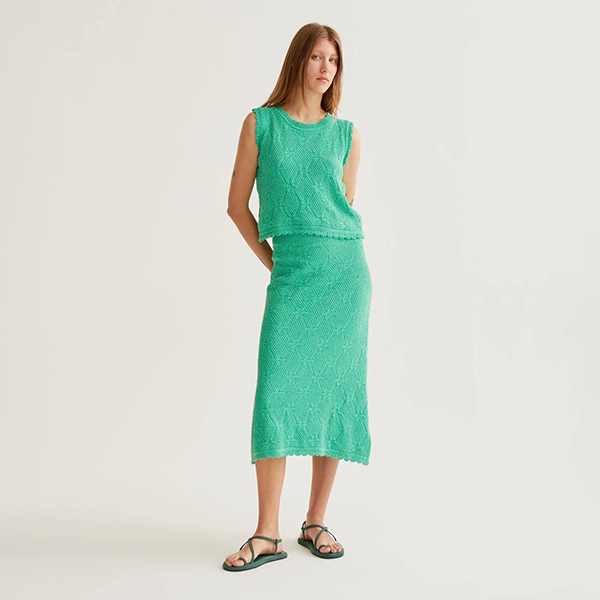 Falda-midi-bordado-verde