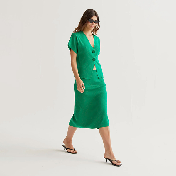 Falda-midi-punto-verde