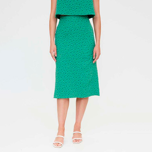 Falda-midi-verde-textura-floral