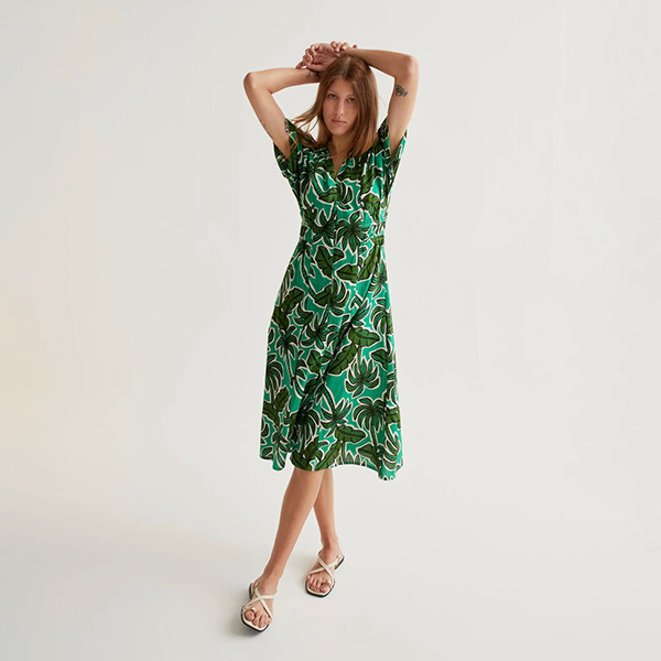 Vestido-midi-estampado-Palm-Tree