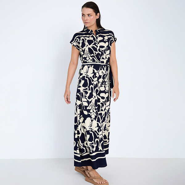 Abstract Print Dress Navy