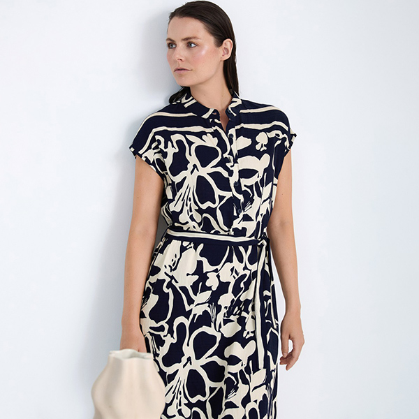 Abstract Print Dress Navy