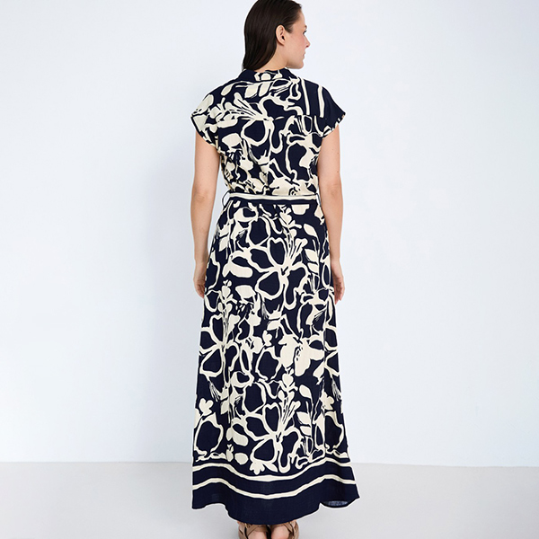Abstract Print Dress Navy