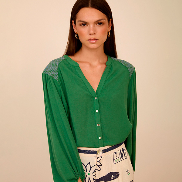 Blusa smock contraste Parrot