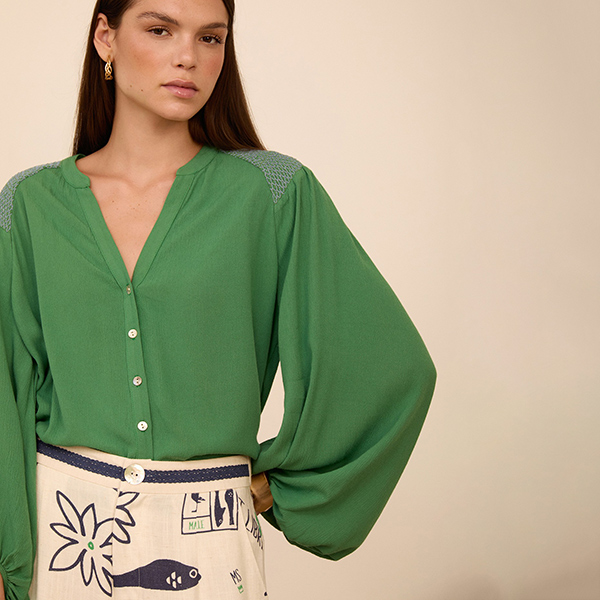 Blusa smock contraste Parrot