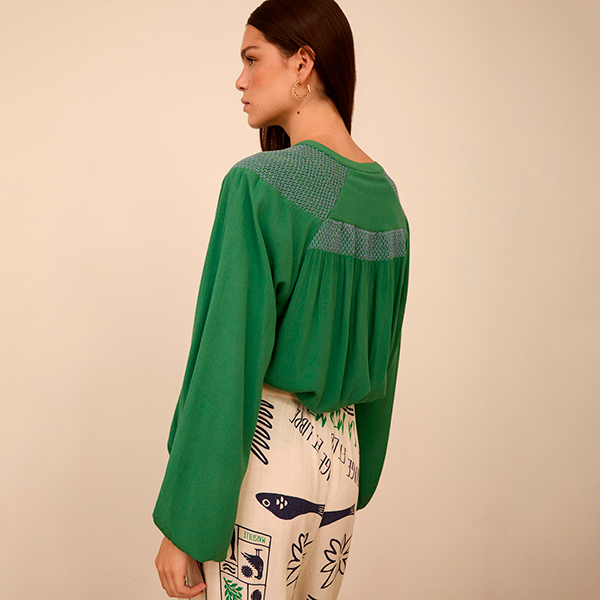 Blusa smock contraste Parrot