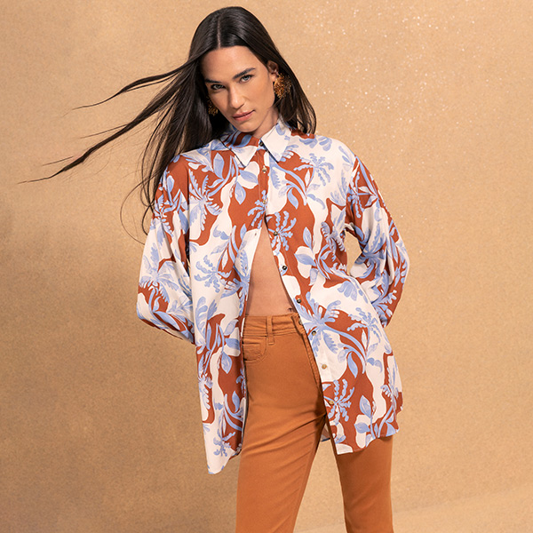 Camisa Aquarela Maxi Marrom