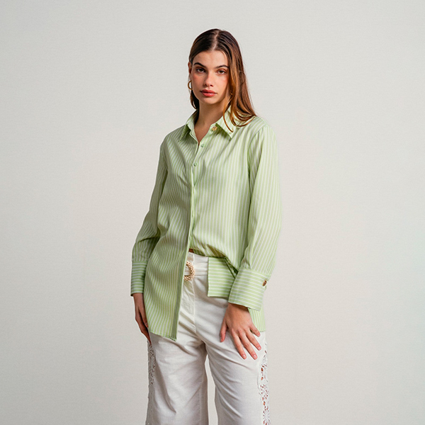 Camisa Rayas Verde Claro