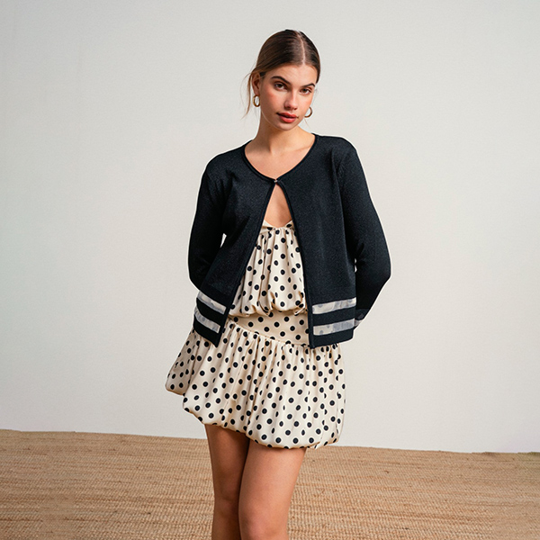 Cárdigan Preto Lúrex