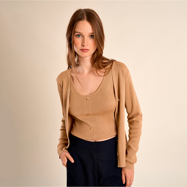 Cárdigan dorado punto