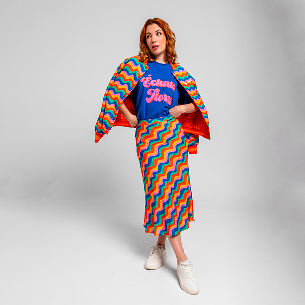 Falda-Evasé-Échate-flores