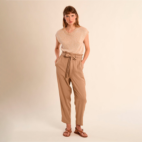 Pantalones Beige Woven