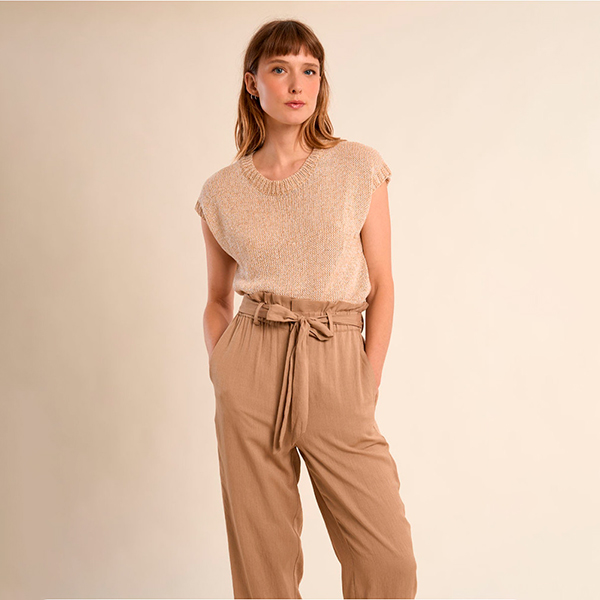 Pantalones Beige Woven