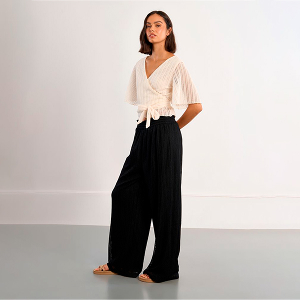 Pantalones Punto Calado Black