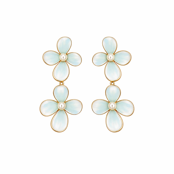 Pendientes Largos Flores y Perlas
