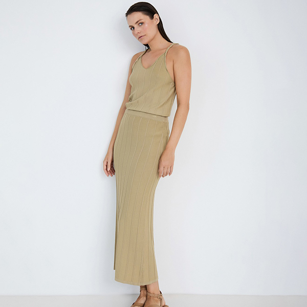 Ribbed Midi Skirt Nile