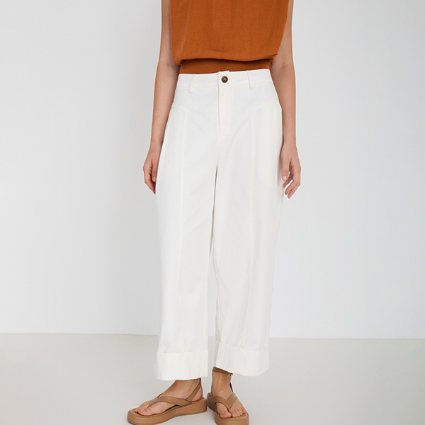 Straight Leg Denim Trousers White