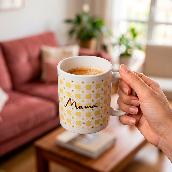 Taza Mamá Cuadros Amarillos