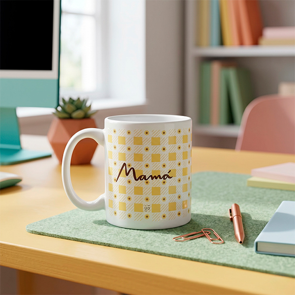 Taza Mamá Cuadros Amarillos