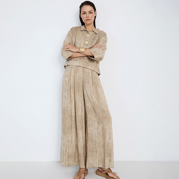 Tie dye Palazzo Trousers Brass