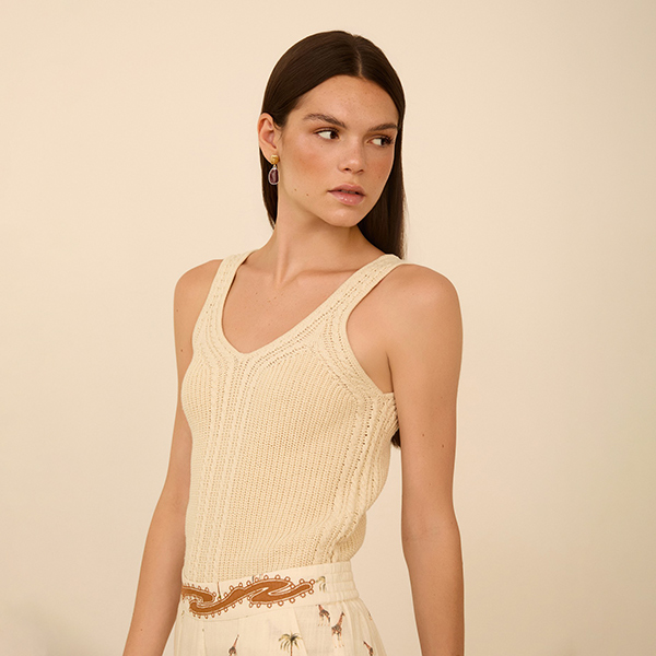 Top punto trenzado Ivory