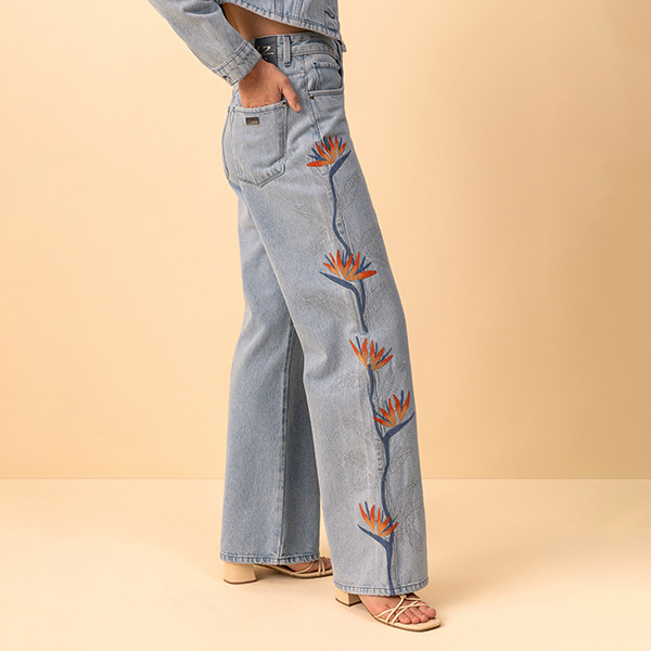 Vaqueros Flores Bordadas