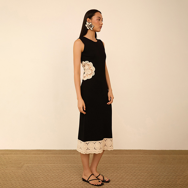 Vestido midi punto Black