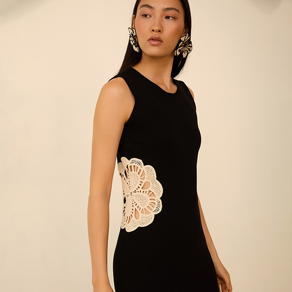 Vestido midi punto Black