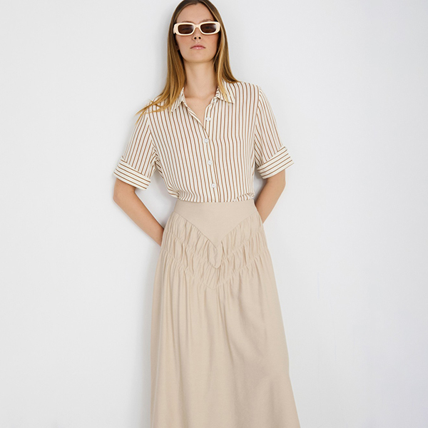 Viscose Streped Shirt Umber