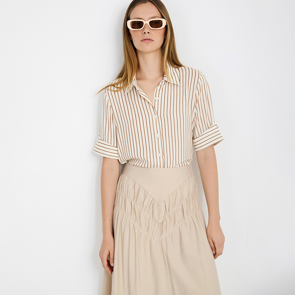 Viscose Streped Shirt Umber