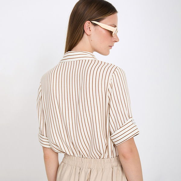 Viscose Streped Shirt Umber