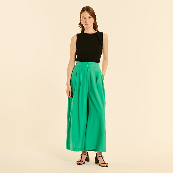 Pantalón-Fluido-Pinzas-Verde