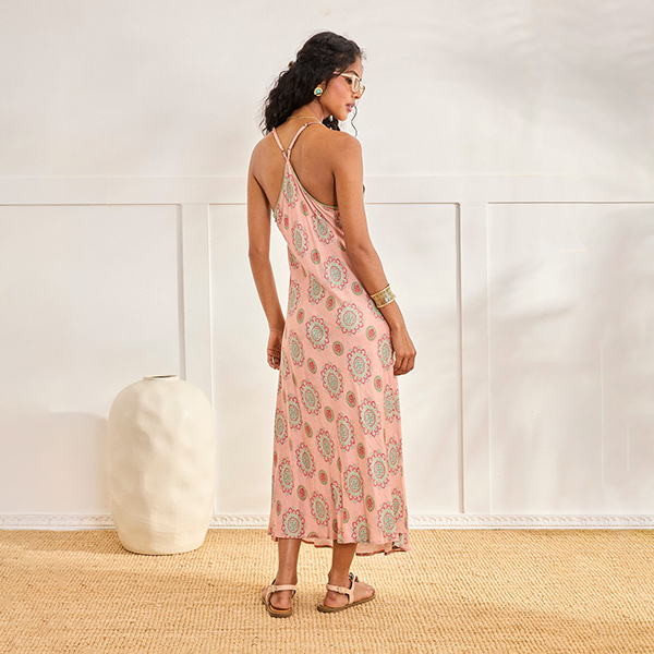 Vestido Largo Estampado Peach