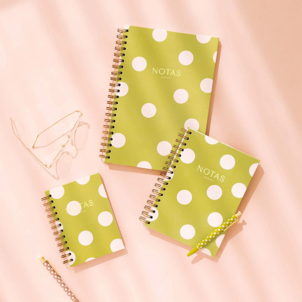 Cuaderno A5 Topos Verde